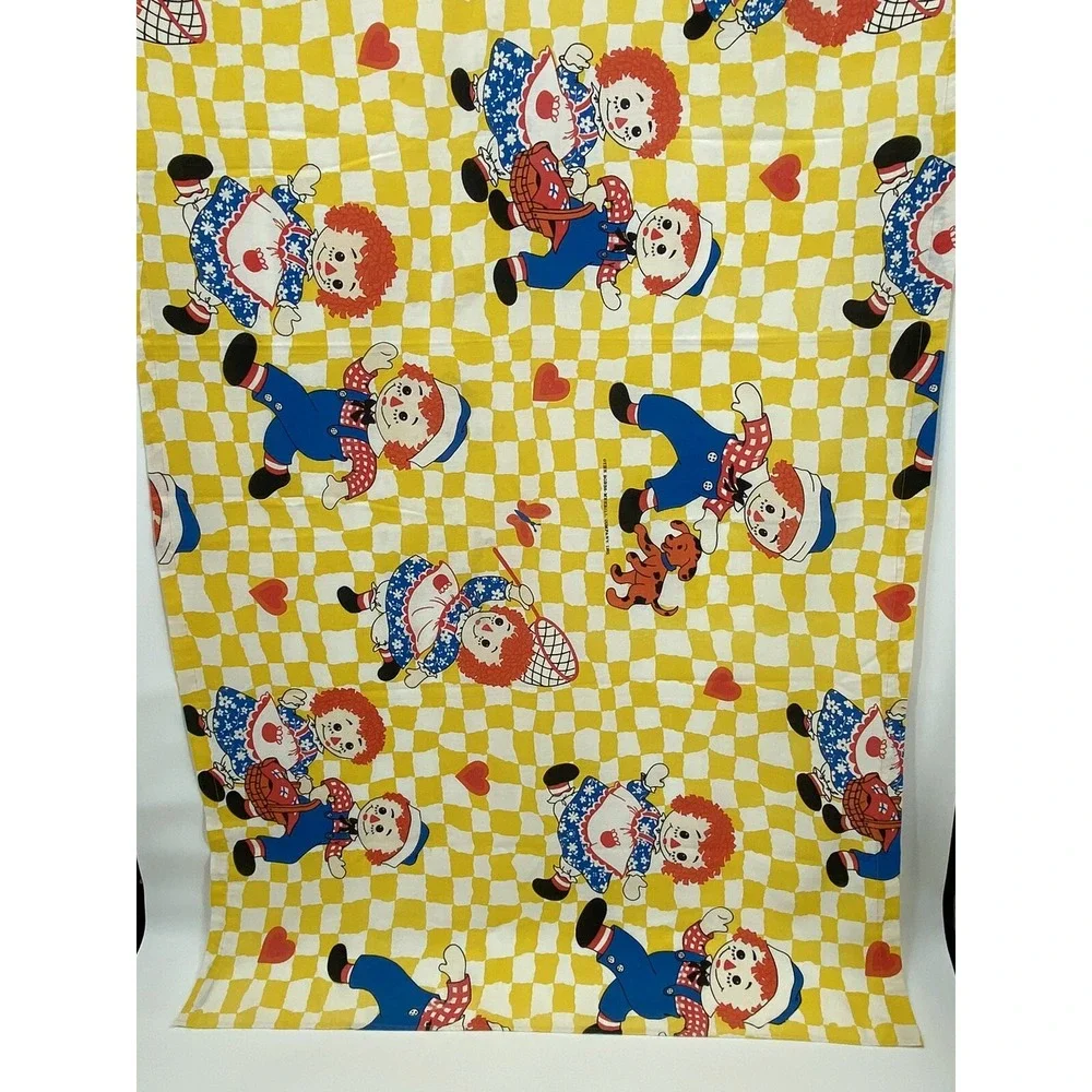 Vintage Raggedy Ann Andy Flat Sheet The Bobbs Merrill‎ Co JC Penney 1970's
